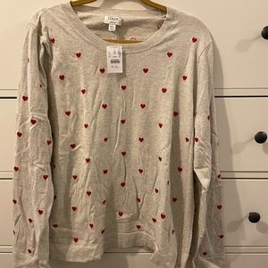 J.Crew Factory - Embroidered Teddie sweater with hearts